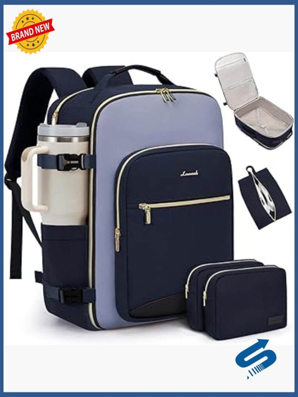 40L Travel Backpack Carry On Luggage with Packing Cubes Laptop Bag